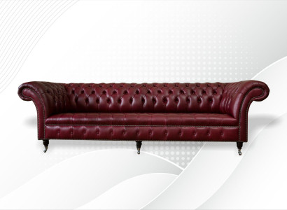 Red Big Sofa Couch Chesterfield 265cm XXL Upholstery Sofas 4er Leather Textile new